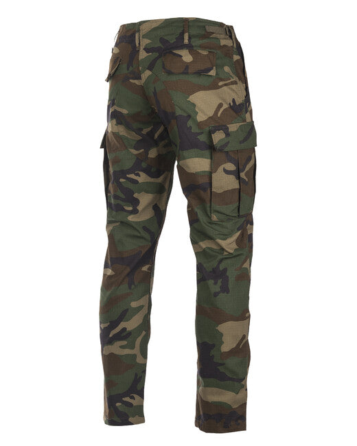Mil-Tec Pantaloni US BDU slim fit da Campo rip-stop Woodland