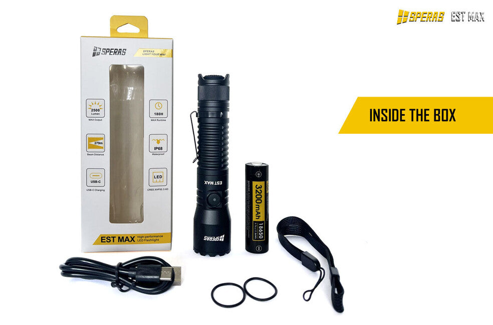 Speras EST Torcia tattica professionale Max 2500LM 279m