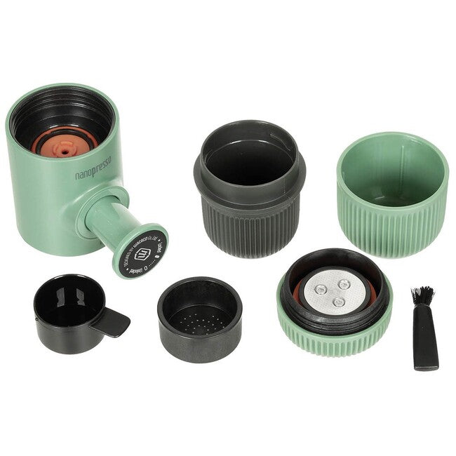 MFH Nanopresso macchina per caffé espresso con coperchio, verde
