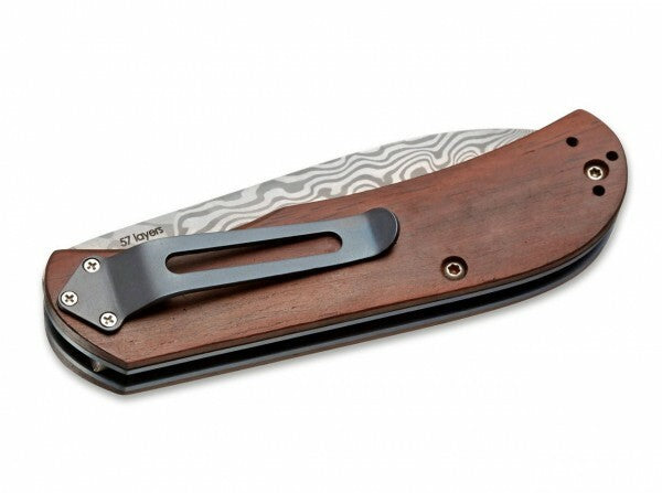 Böker Plus Exskelibur II coltello da tasca 7 cm, damasco, legno di cocobolo