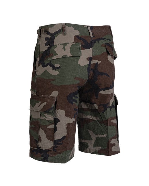 Mil-Tec Pantaloni corti tipo bdu us rip-stop prelavati, Woodland