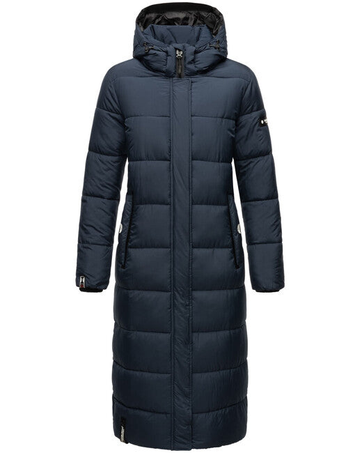 Navahoo Isalie giacca invernale lunga da donna con cappuccio, blu navy
