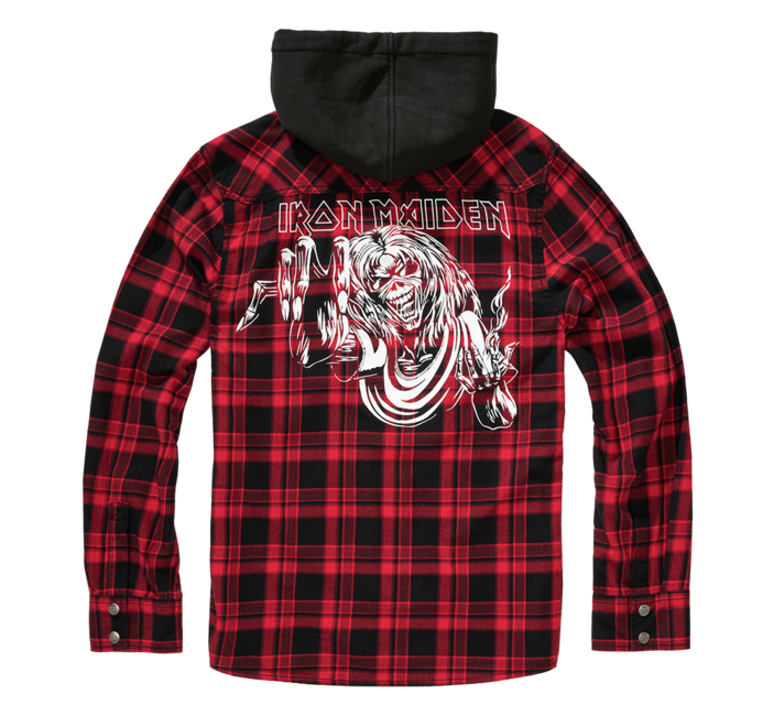 Brandit Eddy camicia con cappuccio, rosso scuro e nero