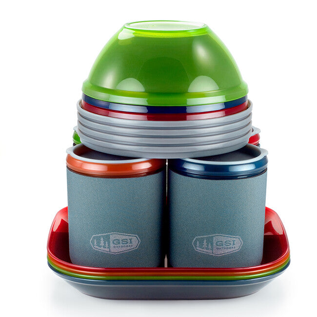 GSI Outdoors Infinity Set di stoviglie di lusso per 4 persone Deluxe Tableset, Multicolor