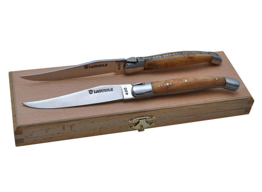 Laguiole DUB127 set di coltelli da bistecca con manico in legno di ginepro