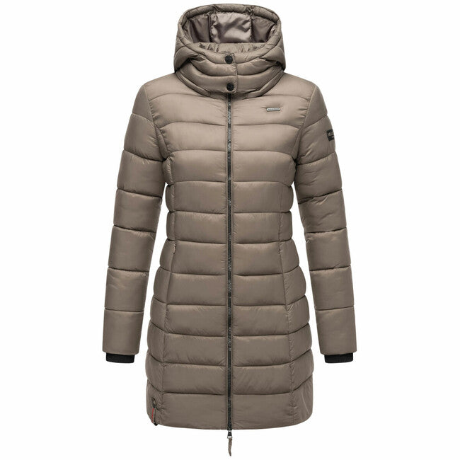 Marikoo Abendsternchen cappotto trapuntato da donna con cappuccio, marrone pietra