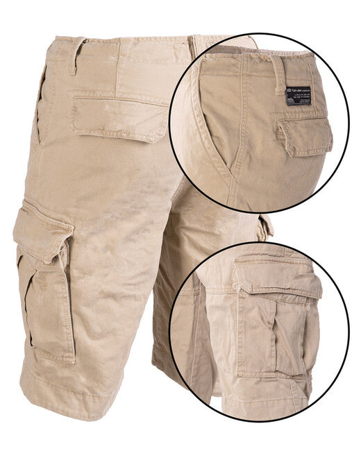Mil-Tec Vintage pantalone corto in cotone kaki prelavato