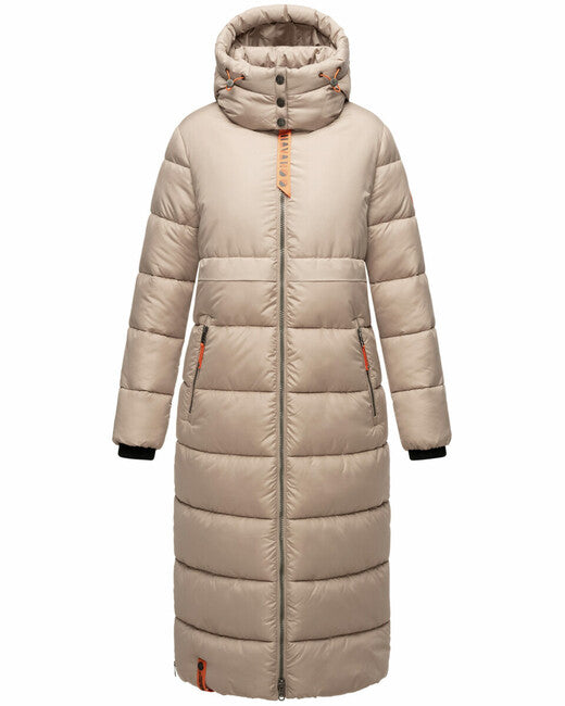 Navahoo Kristallblume giacca invernale lunga da donna con cappuccio, taupe