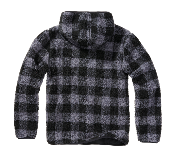 Brandit Teddyfleece Worker pullover in pile, nero/grigio