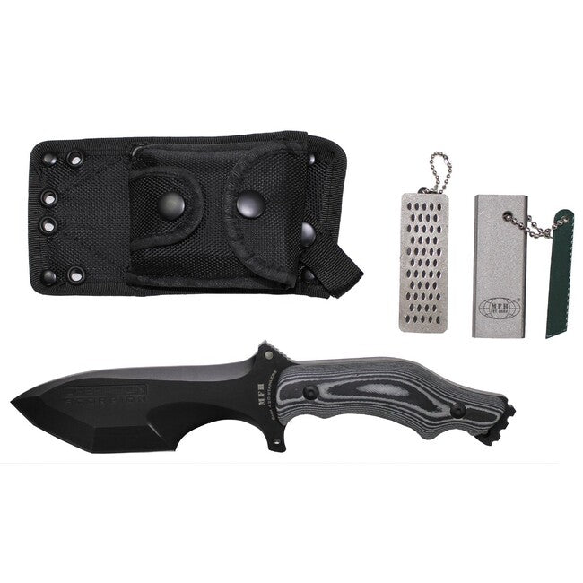 MFH Operazione Scorpion coltello, nero, manico in Micarta, con fodero
