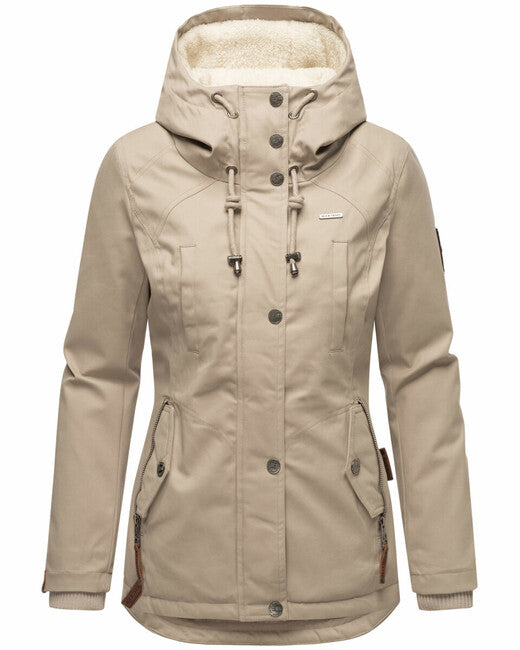 Marikoo Bikoo parka invernale da donna con cappuccio, grigio chiaro