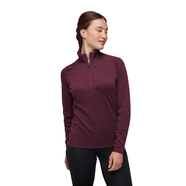 Black Diamond Coefficient Lt maglietta a maniche lunghe da donna con cerniera, mora