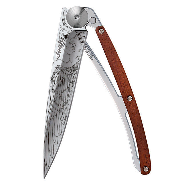 Deejo Tattoo Coltello di chiusura Specchio corallo Aquila