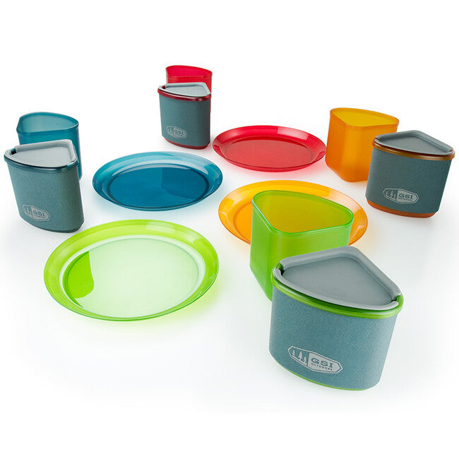 GSI Outdoors Infinity set di utensili da campeggio per 4 persone compact tableset, multicolor