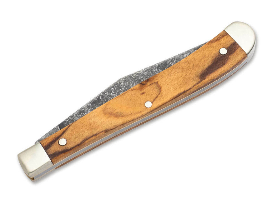 Böker Manufaktur Solingen Delicate Acid Olive coltello da tasca 8,3 cm, legno d'oliva, fodero