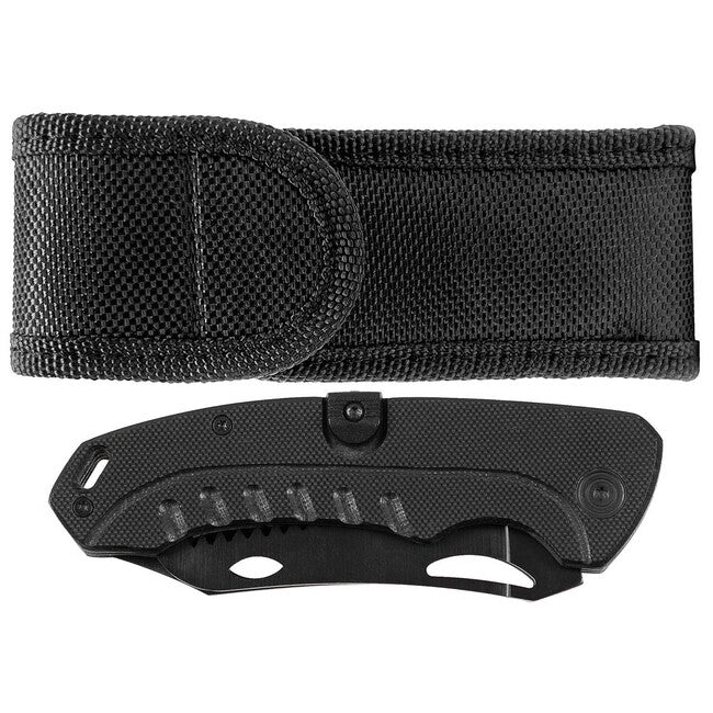 Fox Outdoor Jack coltello a una mano, 2 in 1, nero, manico G10