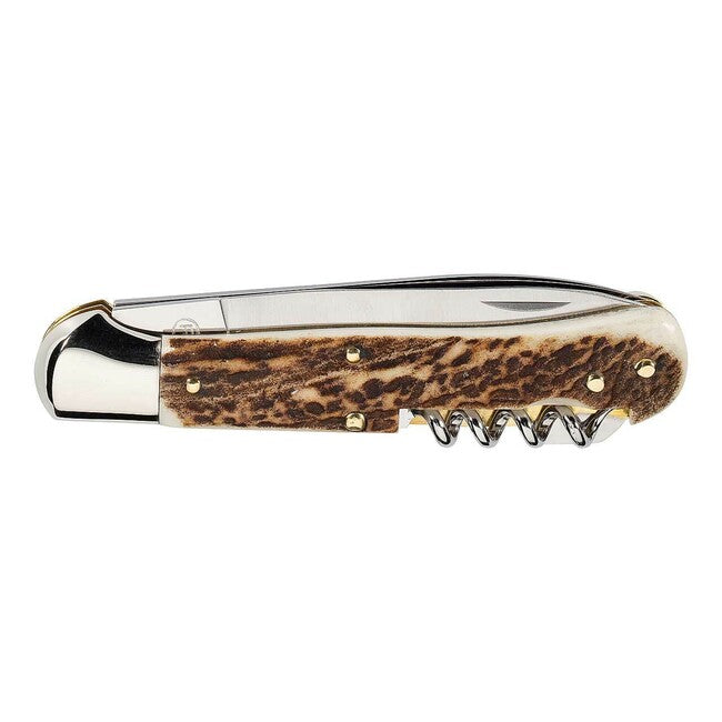 Herbertz Coltello da caccia 9 cm corno cavatappi sega con apribottiglie