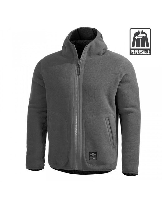 Pentagon Ianos Sherpa giacca in pile da uomo reversibile, nero/grigio