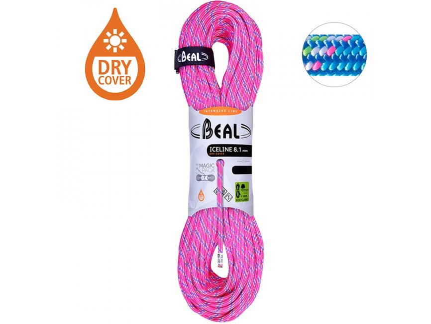 Beal Ice Line mezza corda da arrampicata Ice Line Unicore 8,1 mm 2 × 50 m, fucsia / blu