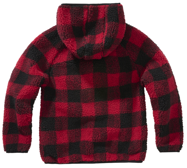 Brandit Giacca Teddyfleece con cappuccio per bambini, rosso/nero