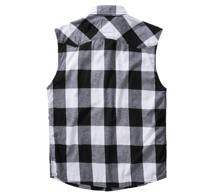 Brandit Check camicia senza maniche, bianca e nera