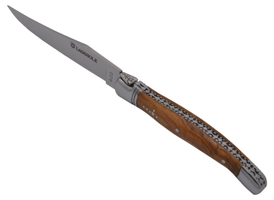 Laguiole DUB101 coltello da bistecca lama 11,5 cm, acciaio 420, manico in legno d'ulivo