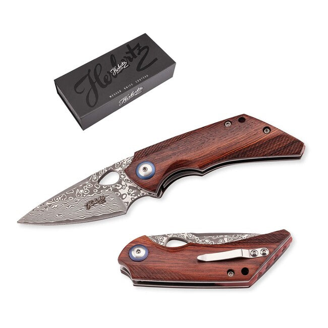 Herbertz Selektion coltello a una mano 6,5 cm, damasco, legno di ferro
