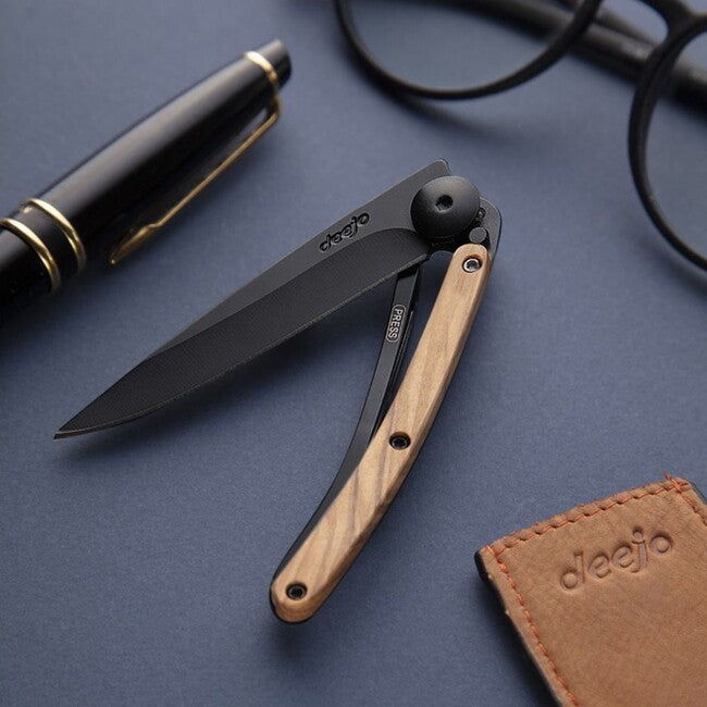 Deejo Coltello di chiusura in legno d'oliva nero