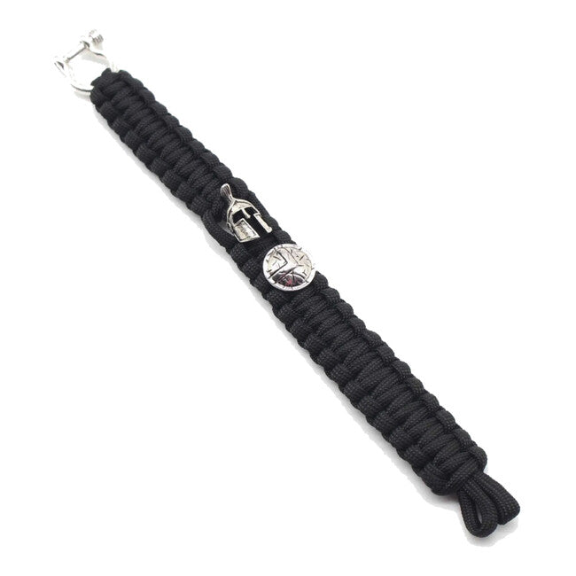 WARAGOD Spartan bracciale in paracord con chiusura in metallo Hanta, nero