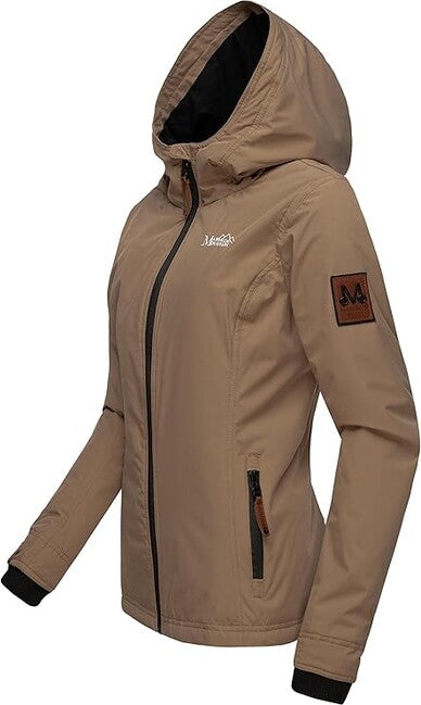 Marikoo Brombeere giacca transitoria da donna con cappuccio, taupe