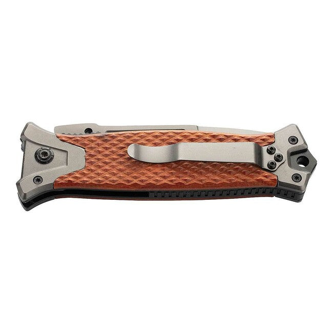 Herbertz Coltello a una mano in rattan 9,7 cm, rattan fresato cnc, accessori in acciaio inox