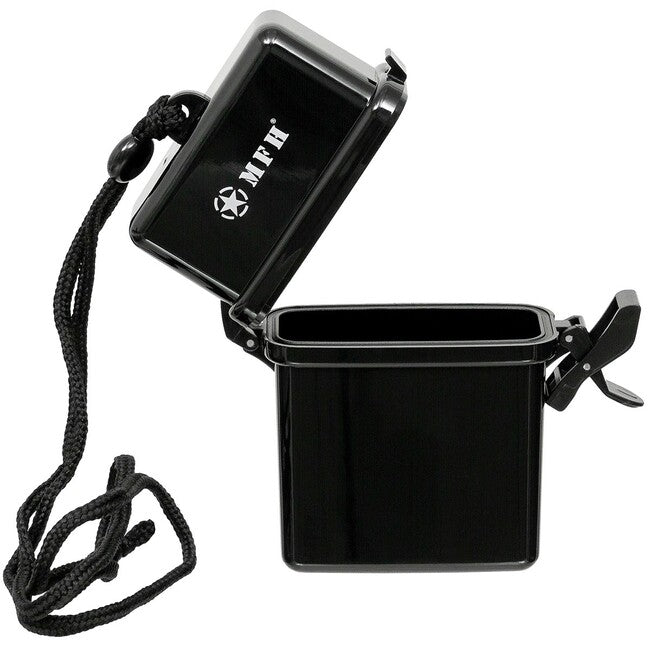 MFH Box, in plastica, impermeabile con laccetto da collo, nero