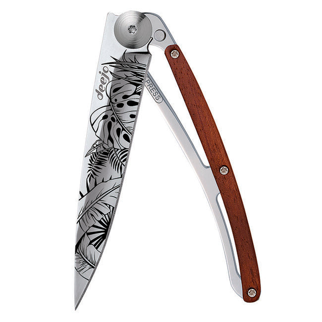 Deejo Tattoo Coltello pieghevole Specchio coralwood Jungle