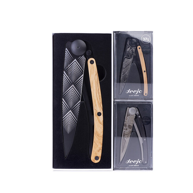 Deejo Gigante coltello di chiusura, nero Art Déco
