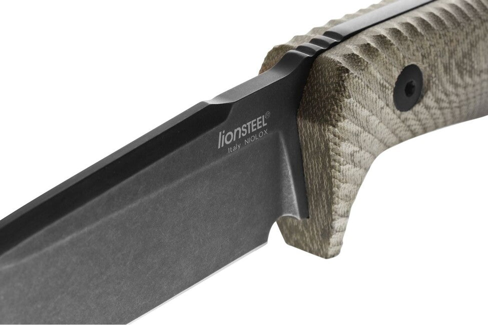 Lionsteel Pugnale medio lungo con manico in tela verde micarta T5B CVG