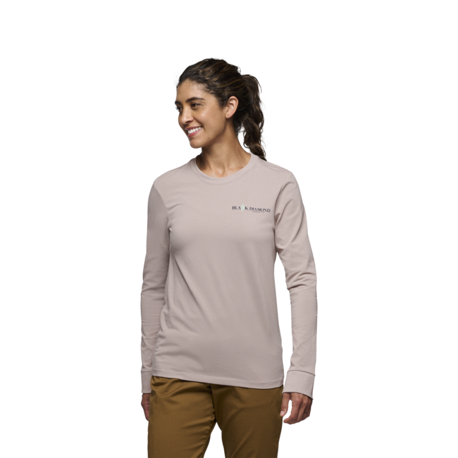 Black Diamond Heritage Wordmark t-shirt a maniche lunghe, malva pallido