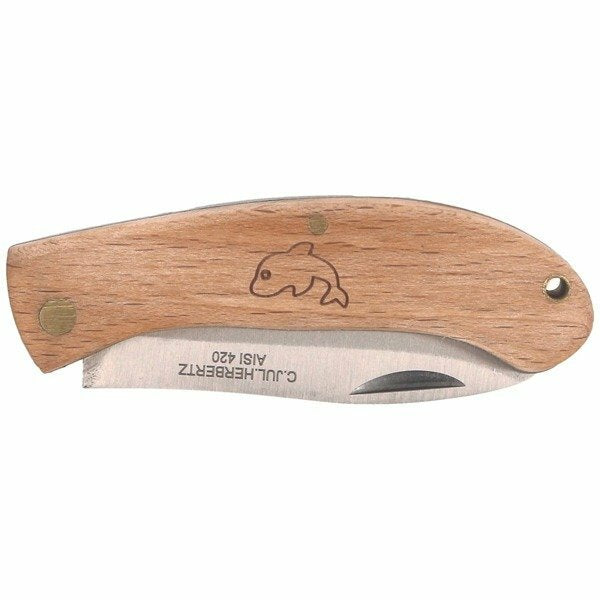Herbertz Coltello per bambini 6 cm, legno di faggio, motivo delfino