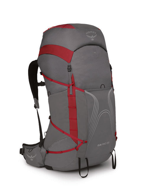 Osprey Eja Pro 55 zaino da trekking, dale grey/poinsettia red