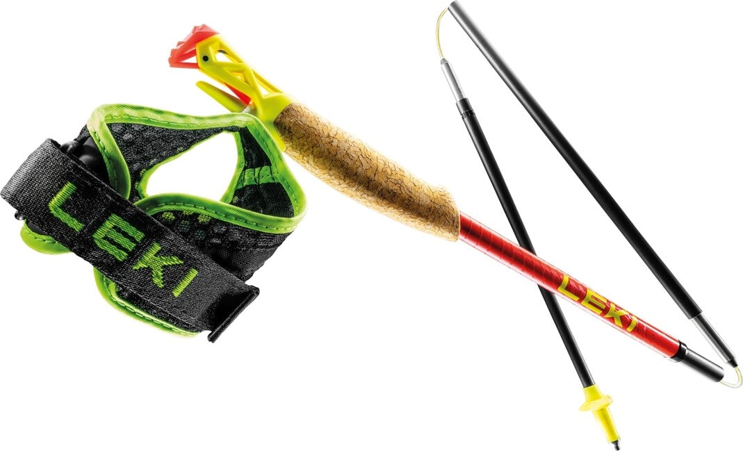 Leki Ultratrail FX.One Superlite bastoni da trail running, rosso brillante-giallo neon-carbonio naturale
