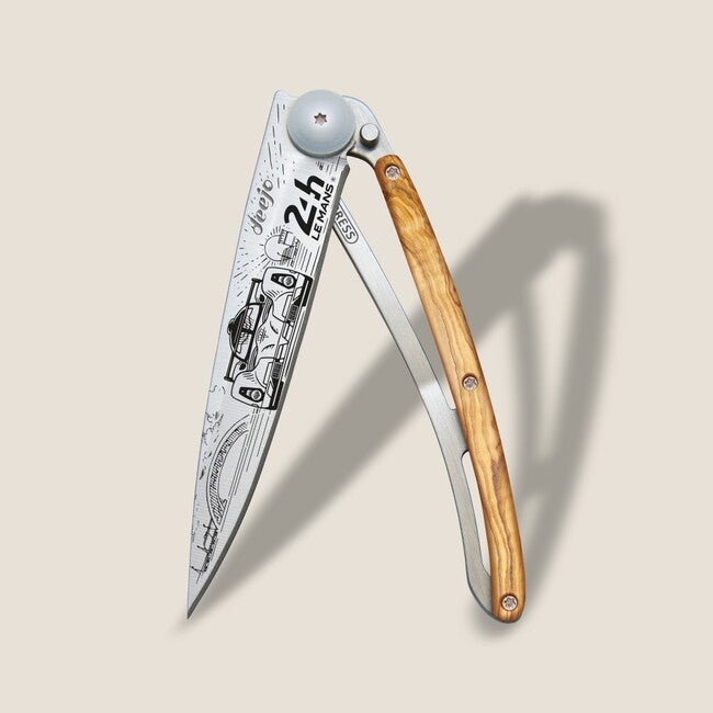 Deejo Le Mans coltello di chiusura tattoo in legno d'ulivo Giorno