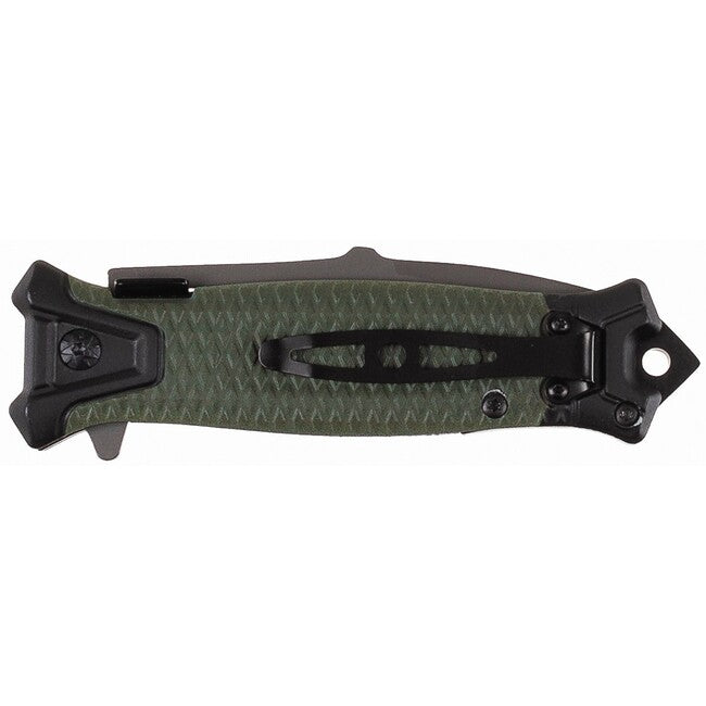 Fox Outdoor Jack a una mano coltello Snake, verde OD, manico in metallo
