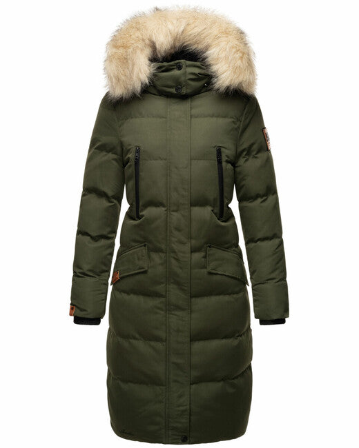 Marikoo Schneesternchen giacca invernale da donna con cappuccio, oliva