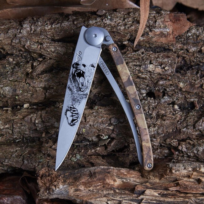 Deejo Tattoo camo coltello di chiusura, grizzly