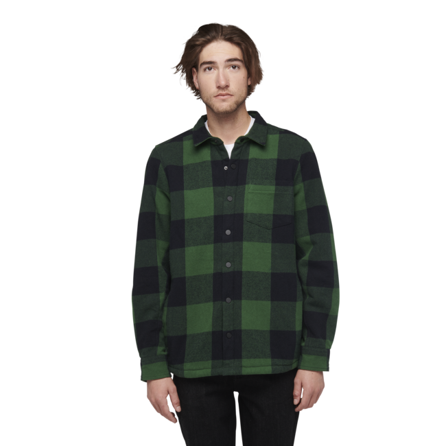Black Diamond Project Lined Flannel camicia di flanella da uomo, plaid verde palma-nero