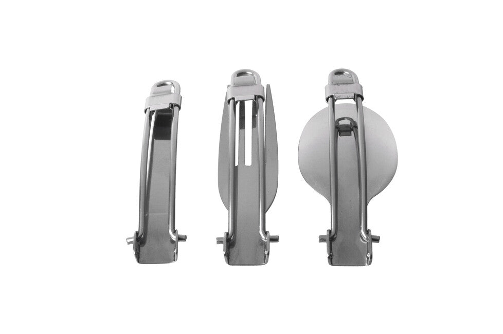 BasicNature MiniTrek set di posate pieghevoli in acciaio inox con borsa in nylon