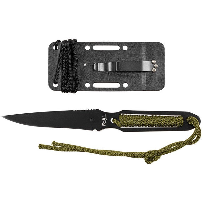 Fox Outdoor Action II coltello, nero, manico avvolto, con fodero