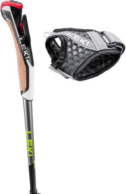 Leki Traveller Alu bastoncini da nordic walking 90 - 130 cm, nero-argento-grigio-giallo neon