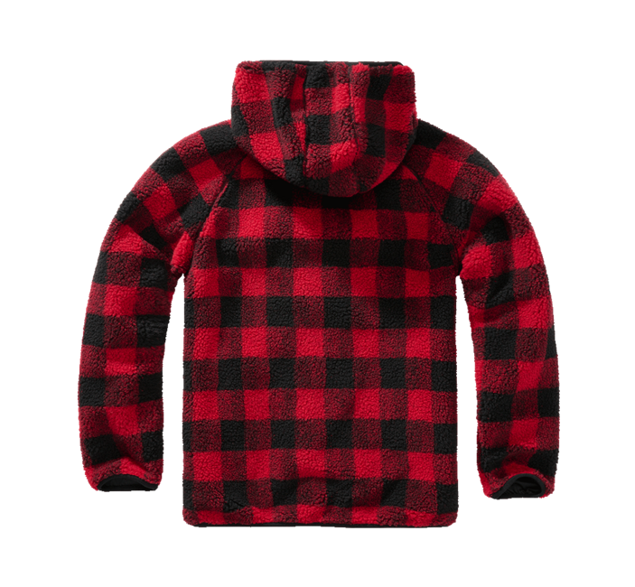 Brandit Teddyfleece Worker giacca in pile con cappuccio, rosso/nero