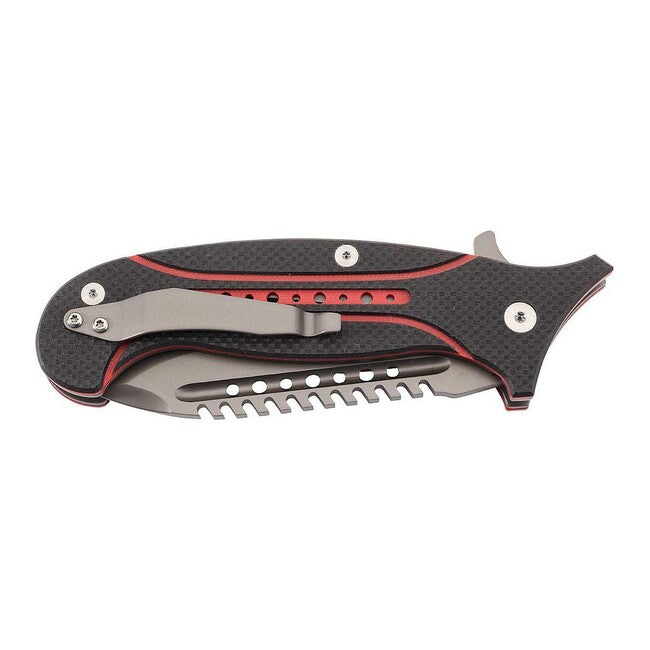 Herbertz TOP-Collection coltello tascabile a una mano 10 cm, nero-rosso
