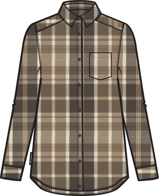 Black Diamond Project Heavy camicia di flanella da donna, marrone corteccia - bianco scozzese